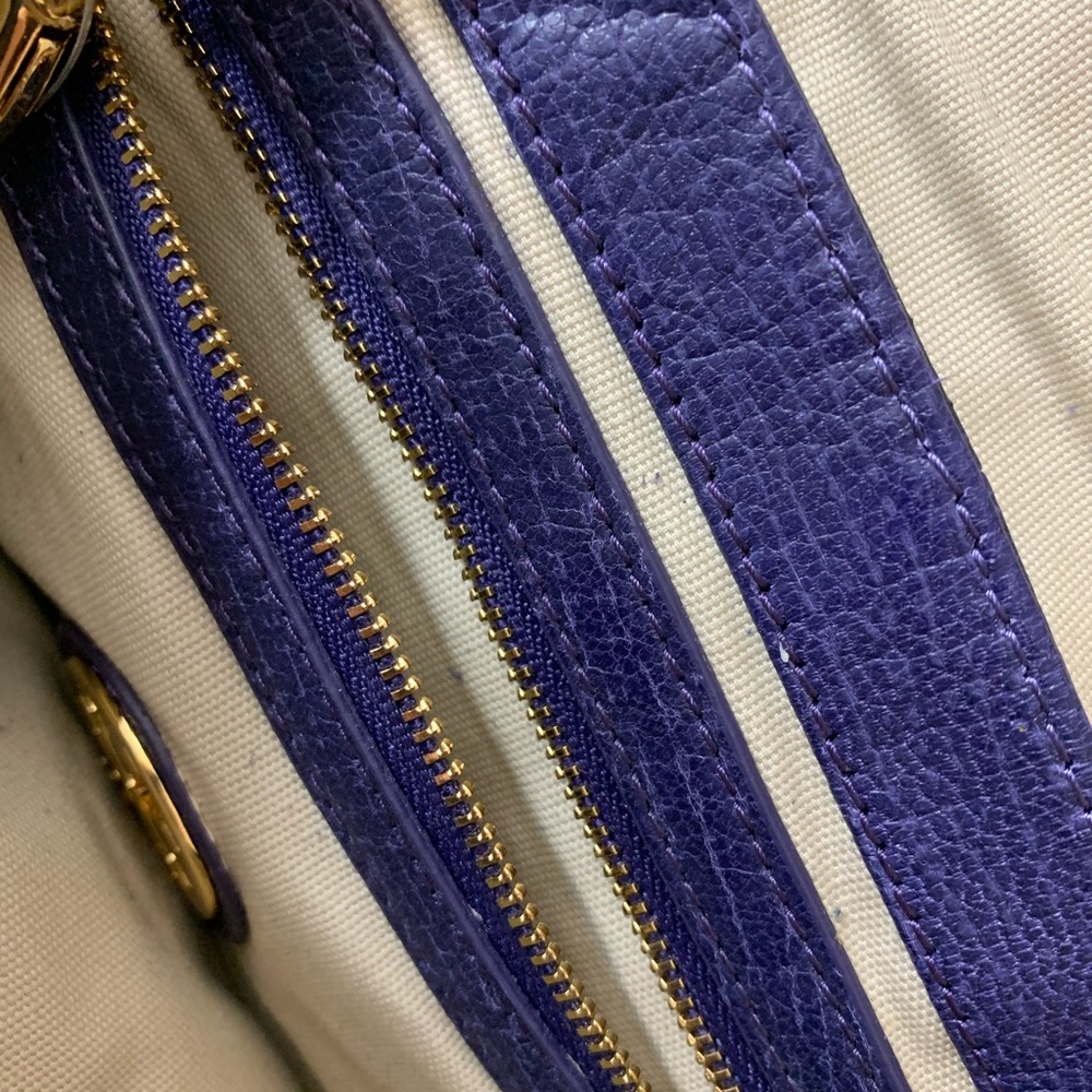 TORY BURCH PURPLE SAWLA LEATHER SUEDE CLUTCH GUC M - Picture 12 of 16